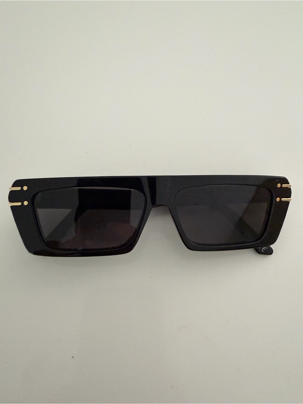 Dior Black Rectangular Women's Sunglasses with Gold Accents